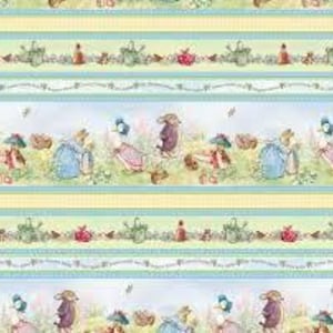 Garden Tales B Potter Border Stripe Beatrix Potter 2002 fabric by the yard