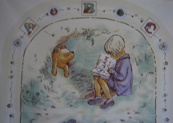 Classic Pooh Fabric, , Winnie the Pool Panel, Vintage Winnie the