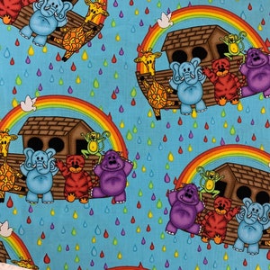 Noah’s ark fabric, Noah’s ark animals Cotton  Fabric , animals in Noah’s Ark  Bible story fabric by  the  yard