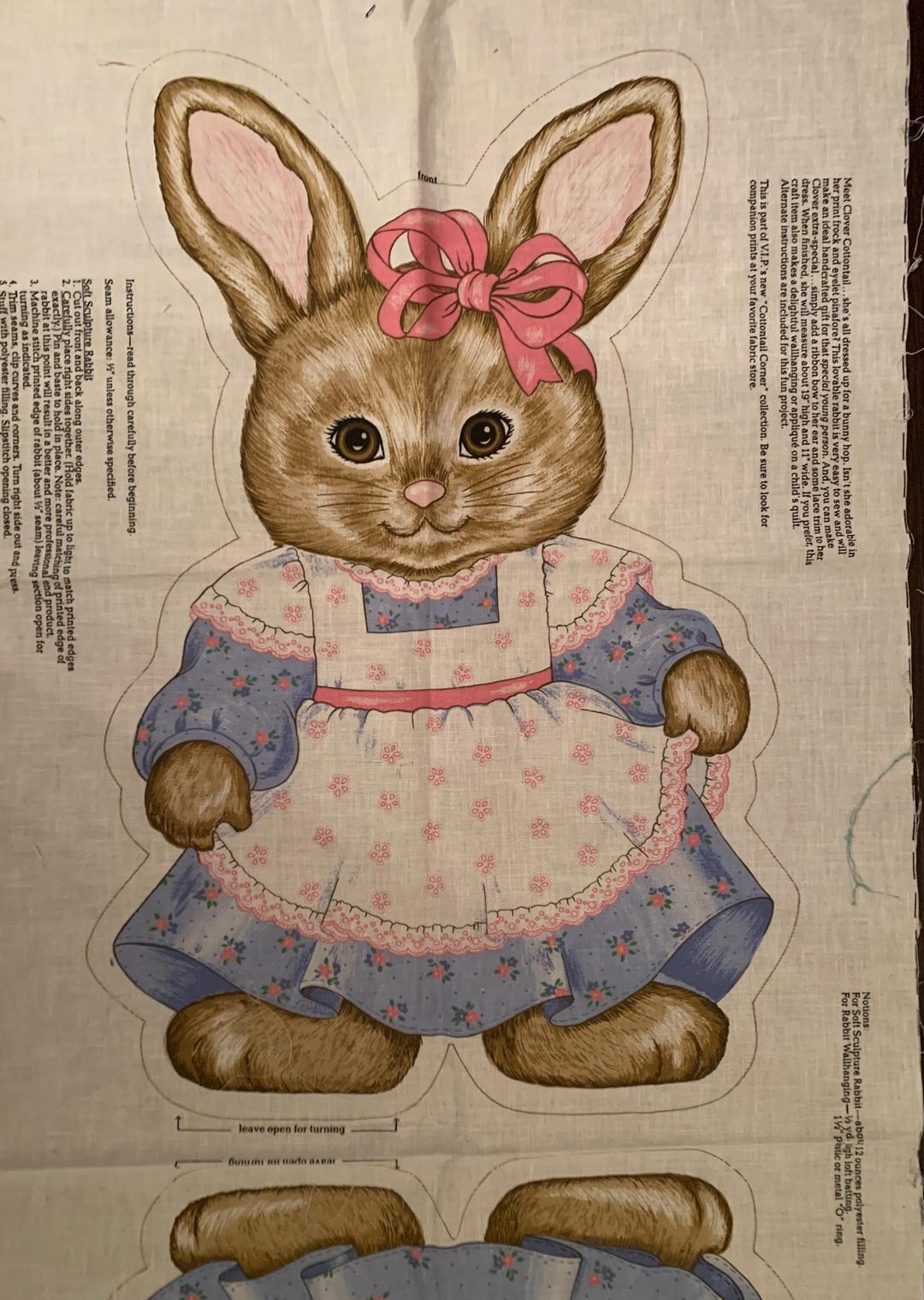 Bunnytails Bunny Fabric Panel Sweetest Bunny Rabbit Panel, Sew Panel ...