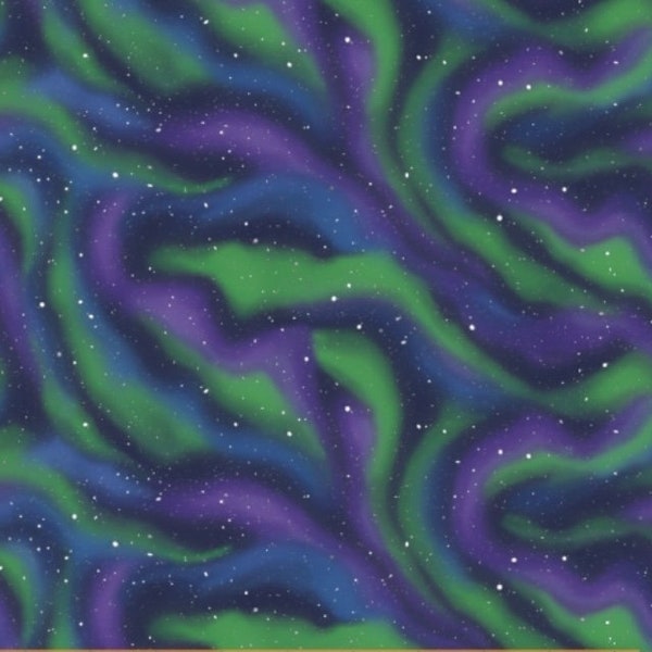 Northern lights fabric Landscapes cotton fabric,  northern lights, aurora   borealis fabric Last 33 inches