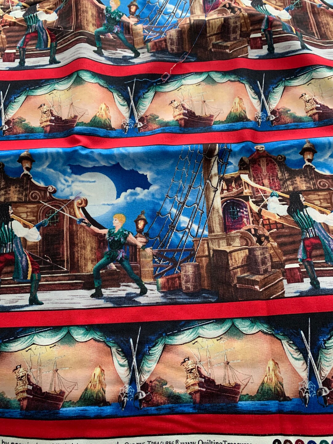 Peter Pan Fabric Peter Pan Neverland 2012 Cotton Peter Pan Etsy