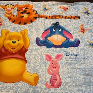 Classic Pooh Fabric, , Winnie the Pool Panel, Vintage Winnie the Pooh 1998  Disney Fabric , Vintage Fabric Winnie and Friends From Pooh Bear -   Norway