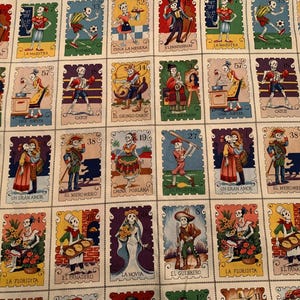 Cartas marcadas marked cards Fabric Alexander Henry Skeletons Muertos. 20012 day of the dead cotton  by the 24 inch repeat