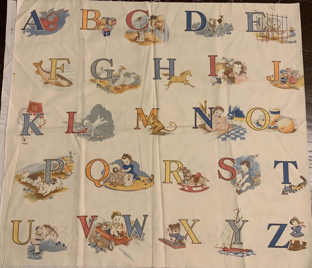Moda Alphabet Letters 26 Letters ABC Alphabet Panel Moda Fabric Alphabet Vintage Repro ...