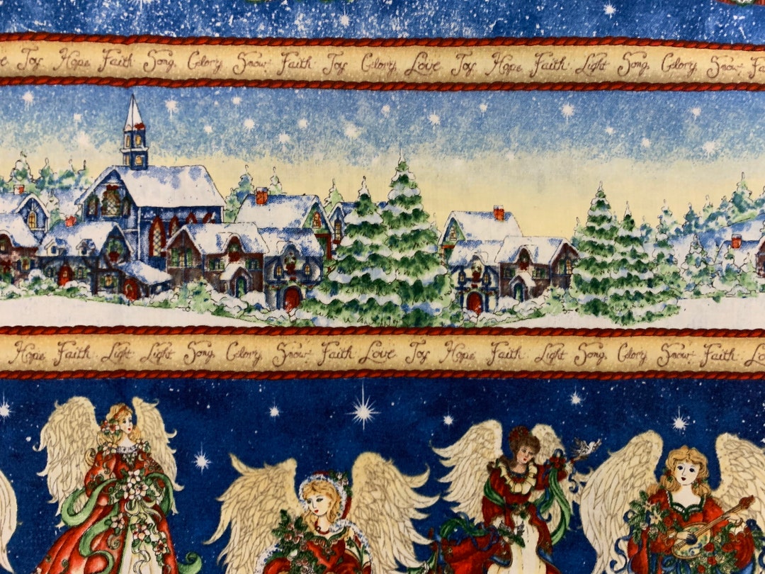 Christmas Angels Fabric Angels on High Christmas Cotton Etsy
