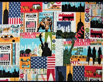 New York City fabric, Robert Kaufman fabrics, nyc life cotton fabric sold by the yard, I love New York manhattan fabric
