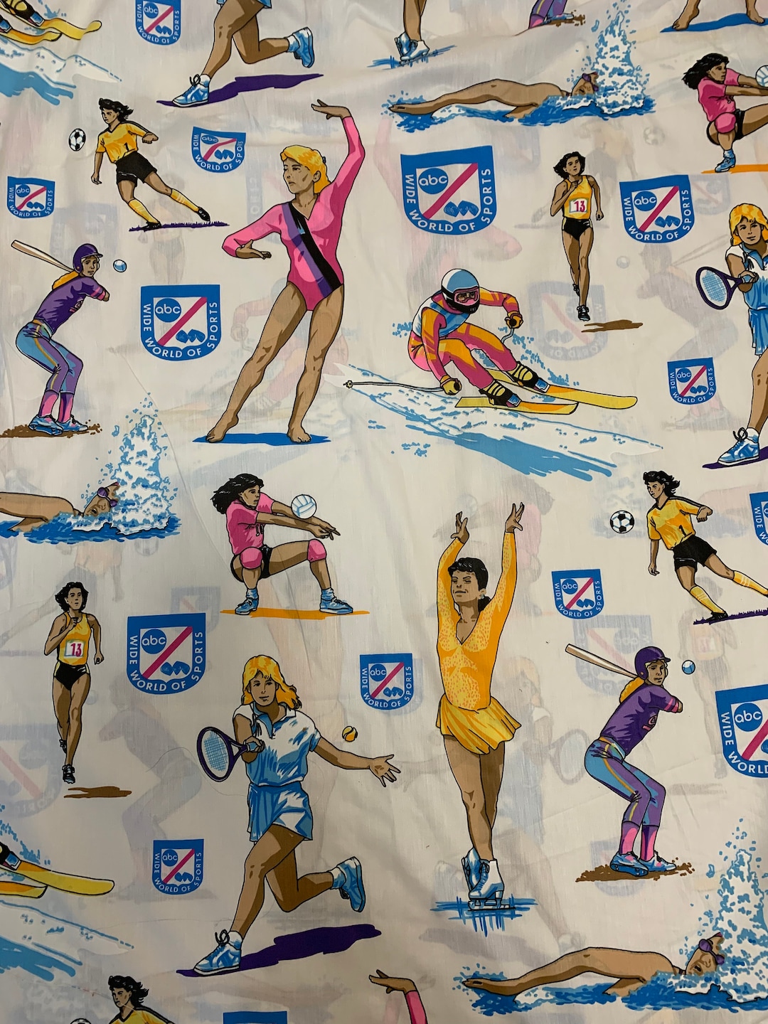 Vintage Sports Fabric Wide World of Sports 1980s Gymnastics Etsy