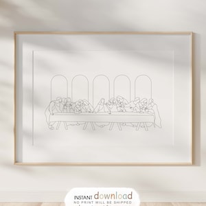 The Last Supper Line Art Print: Modern Christian Wall Decor (Digital Download)