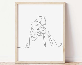 Jesus Line Art Print: Minimalist Christian Wall Decor (Digital Download)