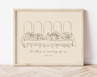The Last Supper Line Art Print: Christian Minimalist Wall Decor (Digital Download)