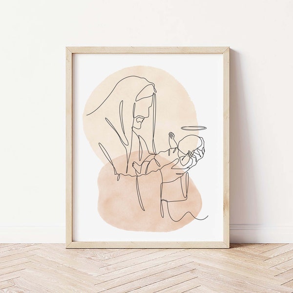 Jesus Line Art, Christ's Embrace, Jesus Portrait, jesus painting, Jesus Christ Holding, Gender Neutral, Baby Miscarriage, Baby Loss