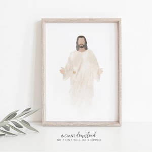 Christi Umarmung, Jesus Portrait, Jesus Malerei, Jesus Kunst, Jesus Wandkunst, Jesus Bild, Jesus Aquarell, Wohnkultur, printable