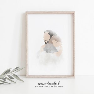 Christ&#39;s Embrace, Jesus Portrait,   jesus painting,  jesus print, jesus art, jesus wall art, jesus picture, jesus watercolor, home decor