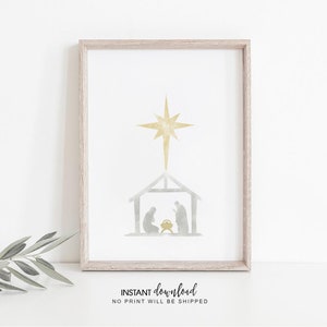 Lámina artística del Nacimiento: Oh Nochebuena, diseño minimalista (descarga digital)