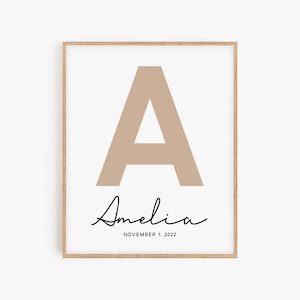 Personalized Initial Name Print: Custom Nursery Decor (Digital Download)