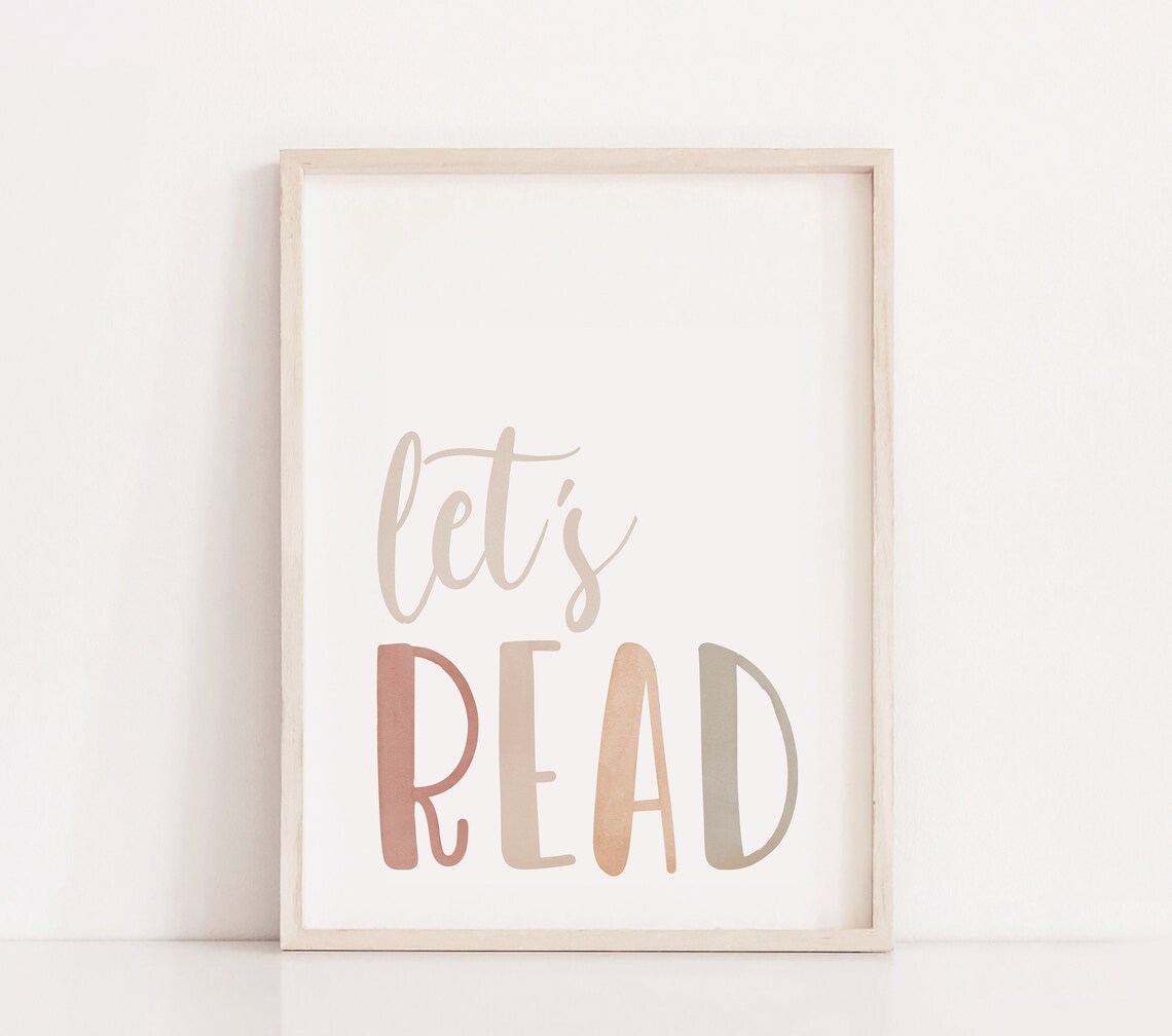 Let's Read Printable Nursery Wall Art Playroom Signs - Etsy