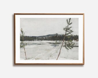 Vintage Winter Landscape Print: Nordic Snow Scene (Digital Download)
