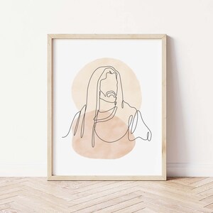 Jesus Portrait Line Art Print: Minimalist Christian Wall Art (digital ...