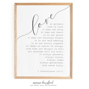 1 Corinthians 13 Print: Love is Patient, Bible Verse (Digital Download)