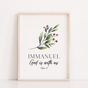 Immanuel, God is met ons, KerstmisPrint, Kerst afdrukbare kunst aan de muur, Kerstmis Wall Art, Moderne Vakantie Decor