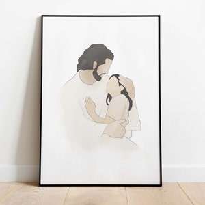 Christ&#39;s Embrace Watercolor Portrait: Jesus Art Print (Digital Download)