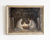 Nativity Scene Christmas Art Print: Oil Painting Holiday Decor (Instant Download)
