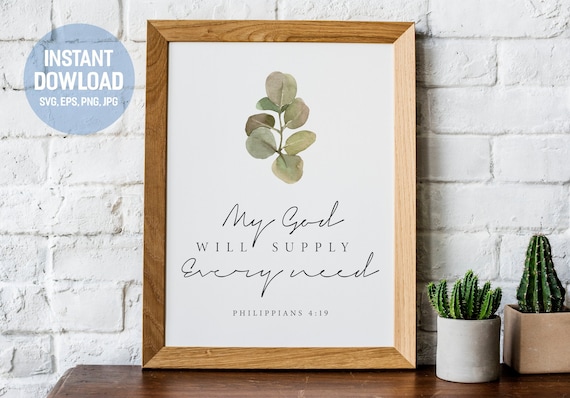 Philippians 4:19 | Christian Wall Art | Bible Wall Decor | Bible Wall Art | Bible Verse Wall Art