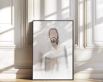 Minimalist Jesus Portrait: Christian Wall Art (Digital Download)