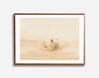 Jesus and Samaritan Woman Art: Christian Bible Scene Print (Digital Download)