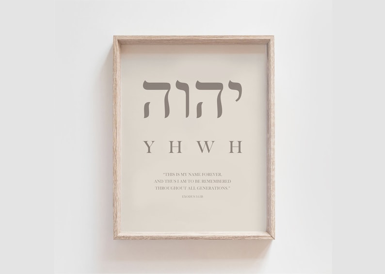 Yhwh Lettering Yahweh Wall Art: Names of God, Christian Home Decor (digital Download ...