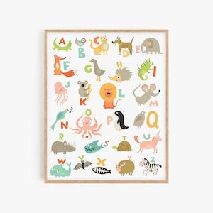 Animals Alphabet Print, Animals Wall Art, Digital Print, Animals Nursery Decor, Alphabet Prints, Nursery Wall Art, ABC Alphabet Poster
