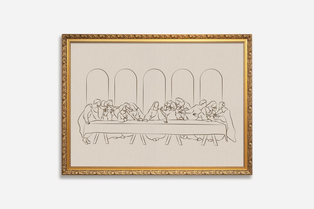 The Last Supper Line Art Print: Modern Christian Wall Decor (Digital Download)