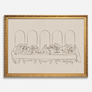 The Last Supper Christian Modern Line Art, Boho Christian Wall Art, Easter Bible Story Line Art,Passover Christian, Minimalist Wall Art