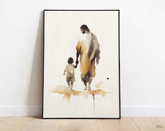 Jesus and Child Watercolor Art Print (Digital Download)