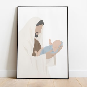 Christ&#39;s Embrace, Jesus Portrait, jesus painting, Jesus Christ Holding, Gender Neutral, Baby Miscarriage, Baby Loss, Watercolor Print