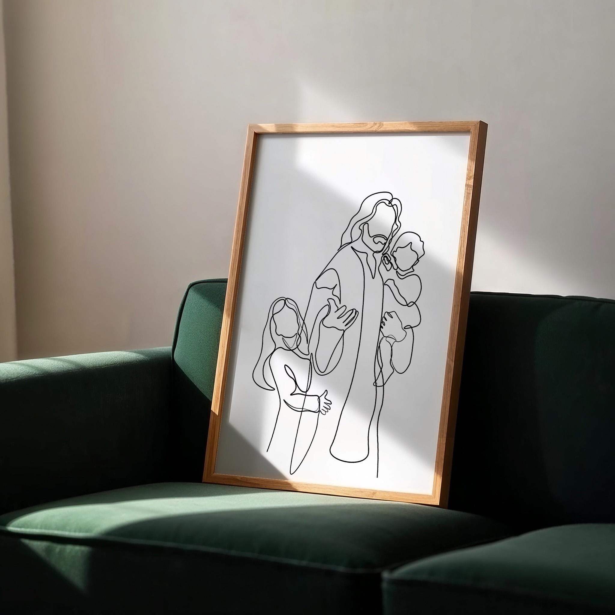 Jesus With Children Line Art Print: Minimalist Christian Decor (digital ...