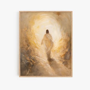 Arte impresionista de Pascua: Jesús saliendo de la tumba, pintura digital, obra de arte de resurrección cristiana, decoración de pared bíblica inspiradora