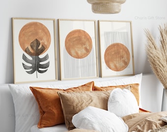 Set of 3 Beige Abstract Prints: Boho Minimalist Decor (Digital Download)