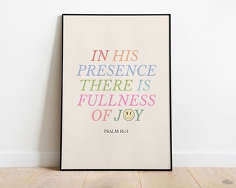 Psalm 16 Christian Wall Art: Fullness of Joy Printable (Digital Download)