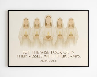 Impression d'art des cinq vierges sages : décoration d'intérieur religieuse (téléchargement numérique)