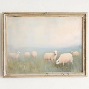 Vintage Sheep Digital Painting | Farmhouse Wall Art | Rustic Home Decor ...