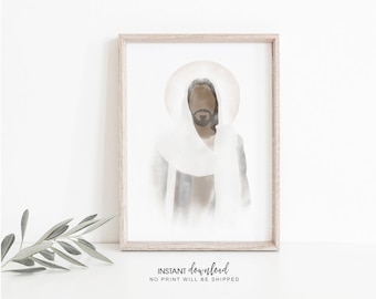 Jesus Portrait Wall Art: Christian Baptism Gift (Digital Download)