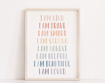 Rainbow Affirmations Print: Boho Nursery Decor (Digital Download)