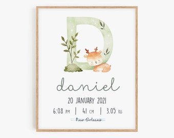 Personalized Baby Birth Print: Boho Nursery Decor (Digital Download)