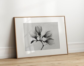 Vintage Magnolia Print: Monochrome Botanical Wall Art (Digital Download)
