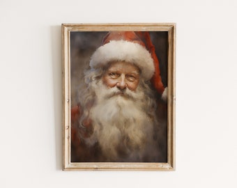 Vintage Santa Portrait Print: Rustic Christmas Wall Art (Digital Download)