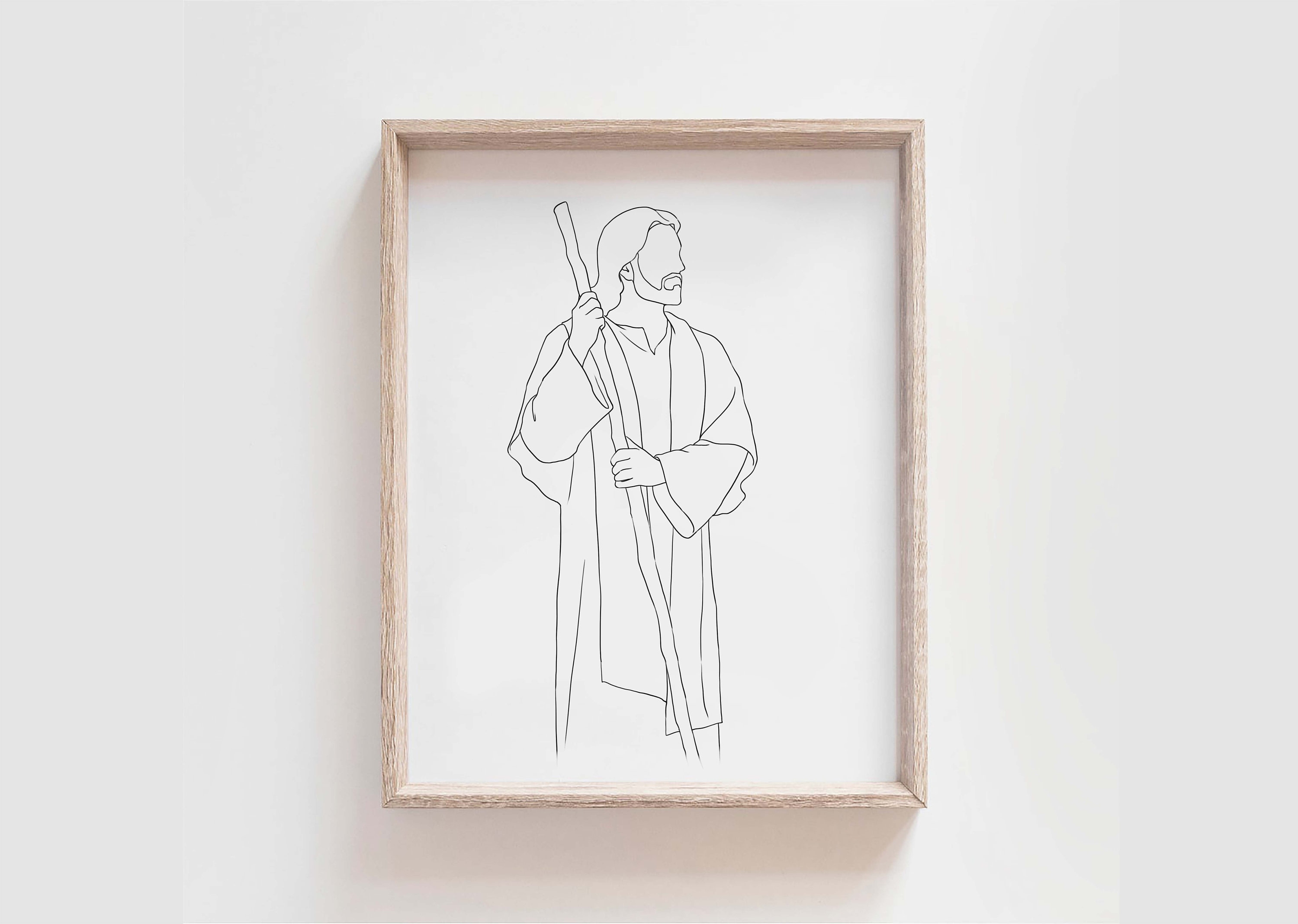 Jesus Line Art Print: Minimalist Christian Wall Decor (digital Download ...