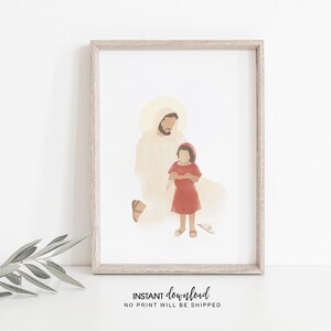 Jesus Portrait Watercolor Print: Christ&#39;s Embrace LDS Art (Digital Download)