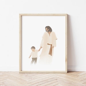 Jesus and Child Watercolor Painting: LDS Baptism Gift (Digital Download)